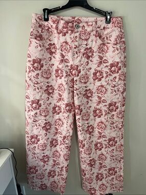 Floral Print Women's Jeans - Pink Rose